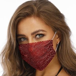 Red  Rhinestone  Bling Face Mask.(Mask Cover) …